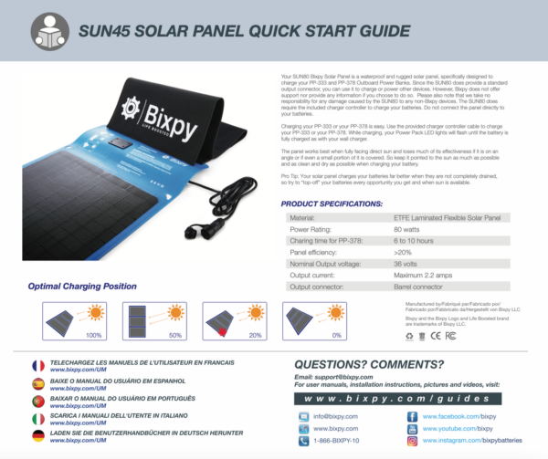 Bixpy Sun80 Waterproof Solar Panel 5 Bixpy Sun80 Waterproof Solar Panel 5