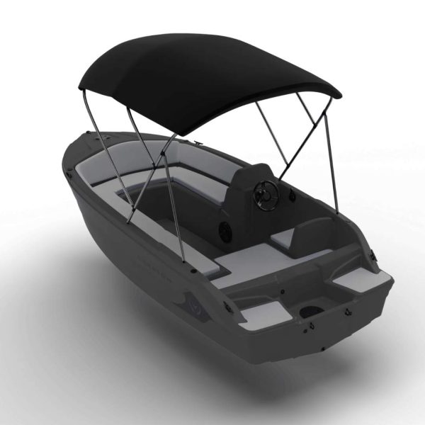 Vision Marine Phantom Boat - Dark Grey - With Bimini. -Rear View (2) Vision Marine Phantom Boat - Dark Grey - With Bimini. -Rear View (2)