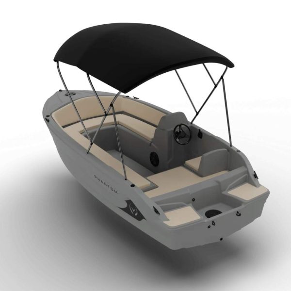 Vision Marine Phantom Boat - Light Grey - With Bimini. -Rear View (2) Vision Marine Phantom Boat - Light Grey - With Bimini. -Rear View (2)