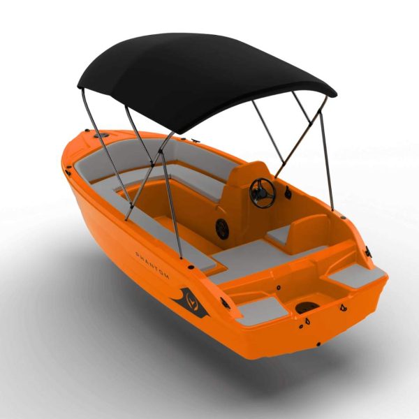 Vision Marine Phantom Boat - Orange - With Bimini. -Rear View ( Vision Marine Phantom Boat - Orange - With Bimini. -Rear View (