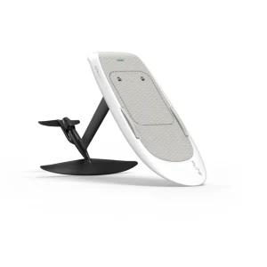 Fliteboard Pro Fiberglass eFoil board in a white and grey colorway, with a black mast and foil.